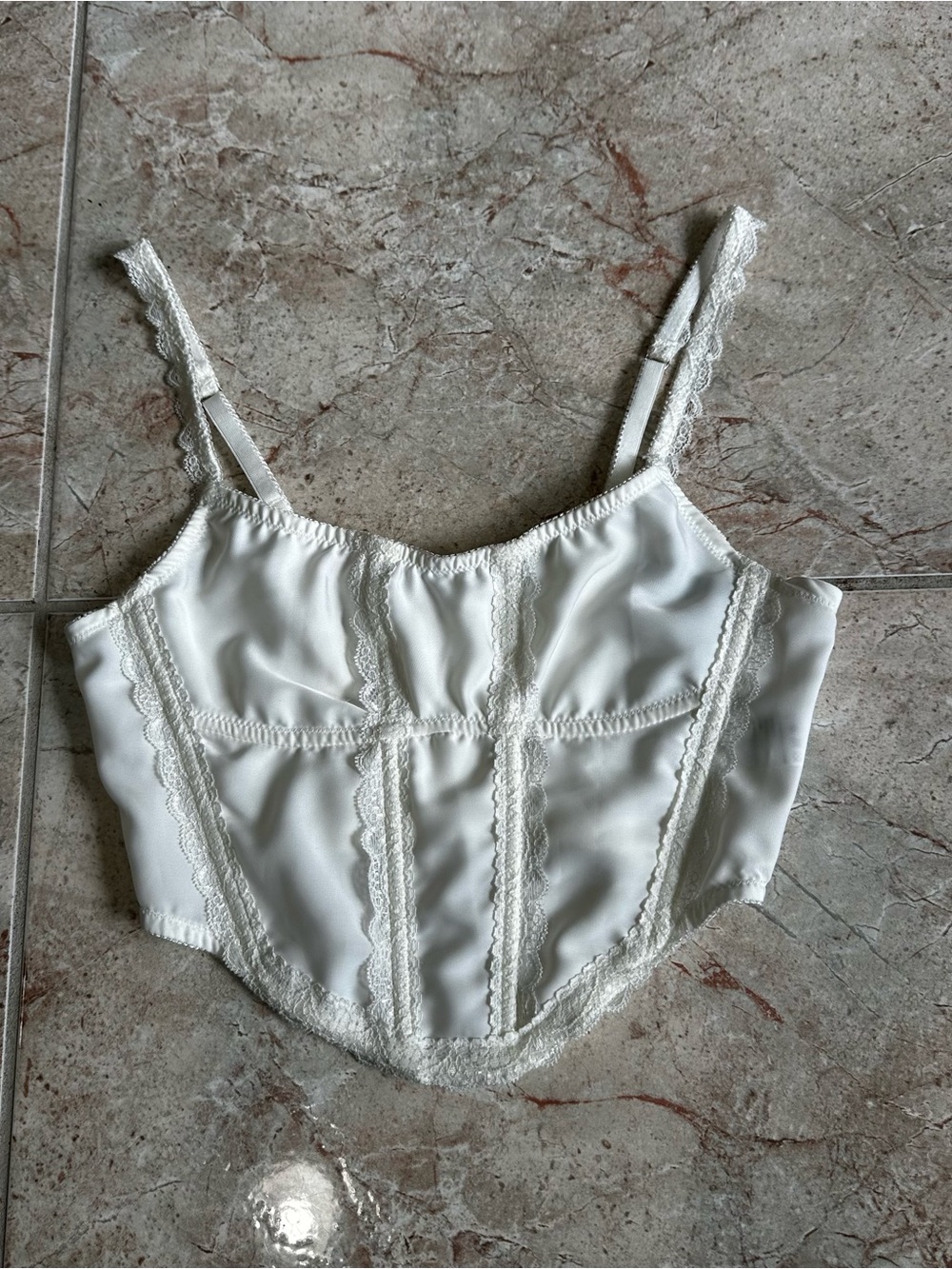 Kendall & Kylie White Satin Lace Corset Top XS